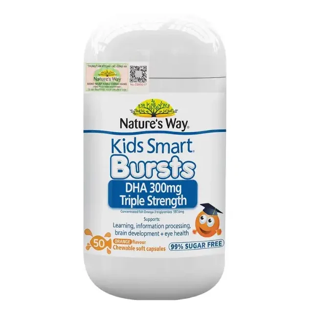 Kids Smart Bursts DHA 300mg Triple Strength NATURE'S WAY (Hộp 50 Viên)