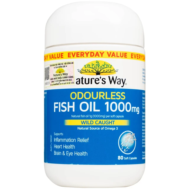 Odourless Fish Oil 1000mg NATURE'S WAY (Hộp 80 Viên)