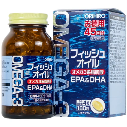 Fish Oil Omega 3 ORIHIRO (Hộp 180 Viên)